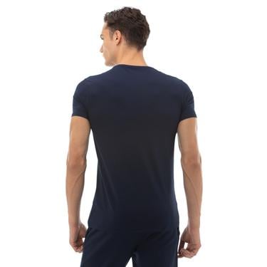  Erkek Slim Fit V yaka Lacivert T-Shirt