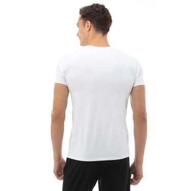  Erkek Slim Fit V Yaka Beyaz T-Shirt