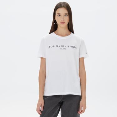  Tommy Hilfiger Corp Logo Kadın Beyaz Crop T-Shirt