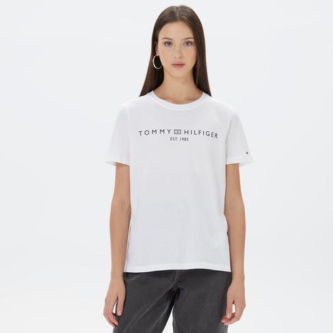  Tommy Hilfiger Corp Logo Kadın Beyaz Crop T-Shirt