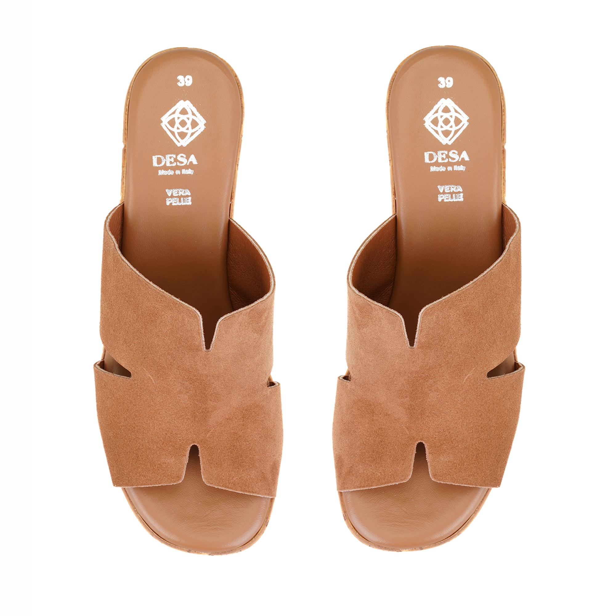 Kadın Taba Platform Topuklu Deri Terlik