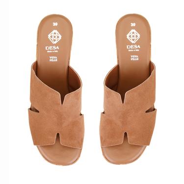  Kadın Taba Platform Topuklu Deri Terlik