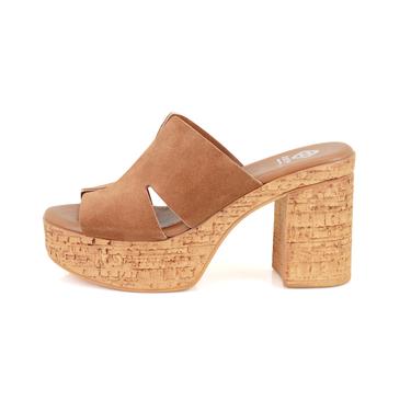  Kadın Taba Platform Topuklu Deri Terlik