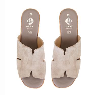  Kadın Vizon Platform Topuklu Deri Terlik