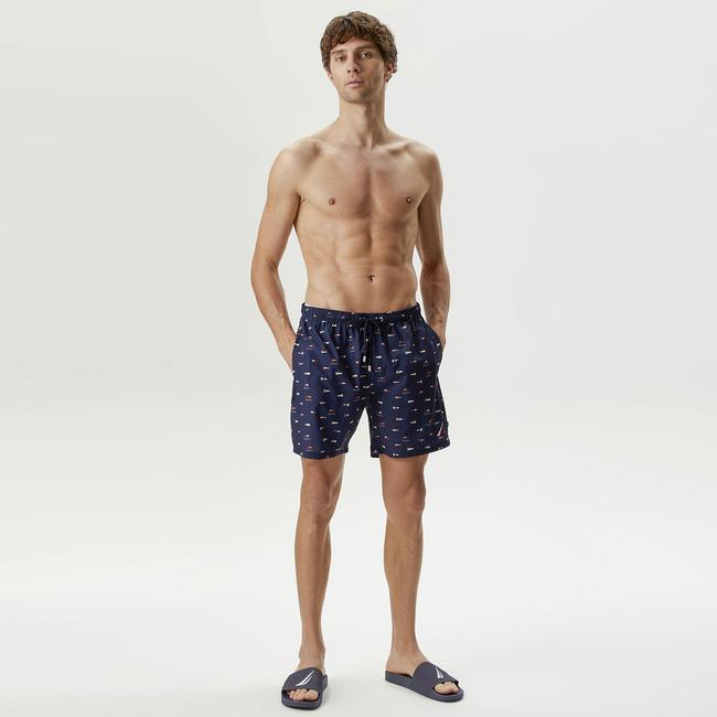  Nautica Erkek Lacivert Baskılı Mayo Şort