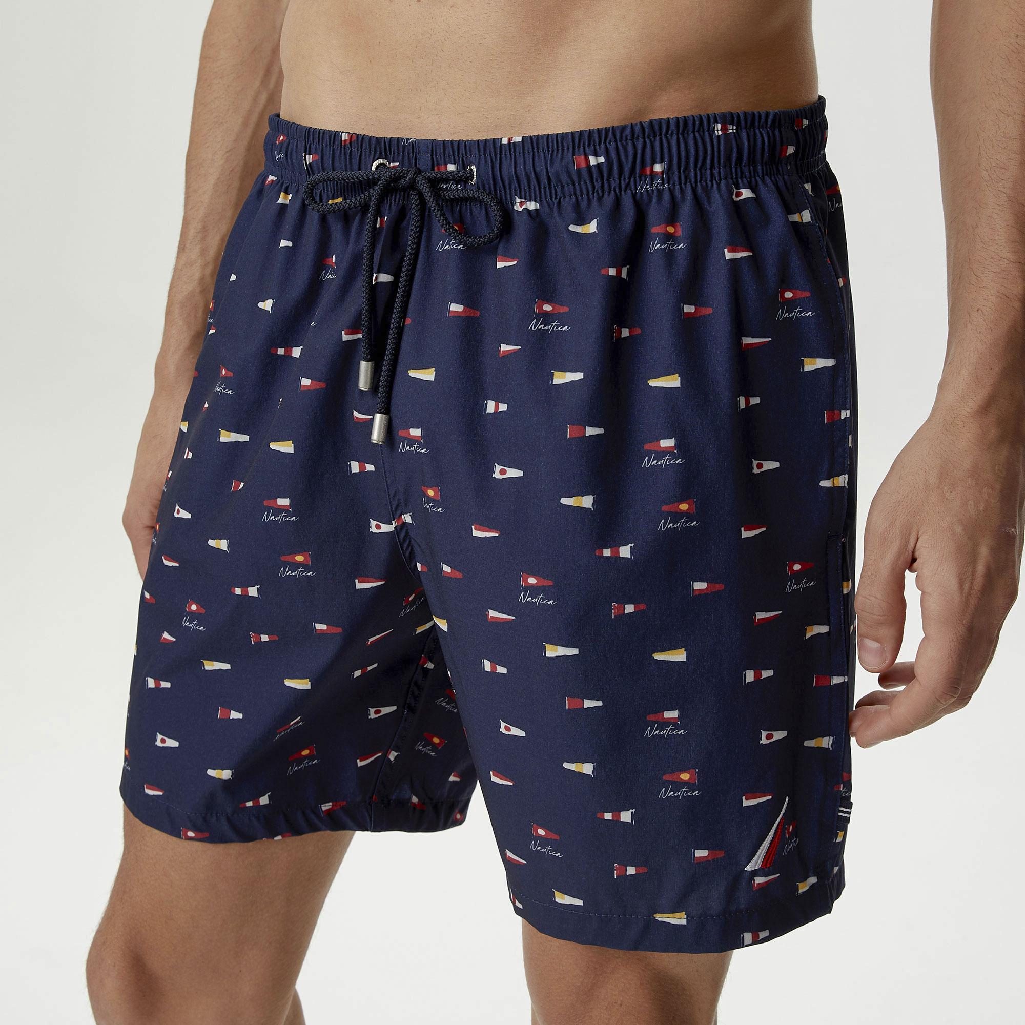 Nautica Erkek Lacivert Baskılı Mayo Şort