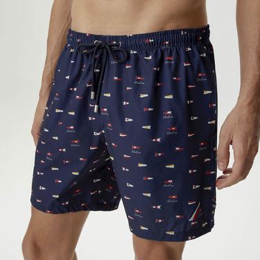  Nautica Erkek Lacivert Baskılı Mayo Şort