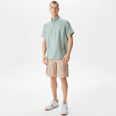  Nautica Erkek Yeşil Classic Fit Kısa Kollu Keten Gömlek