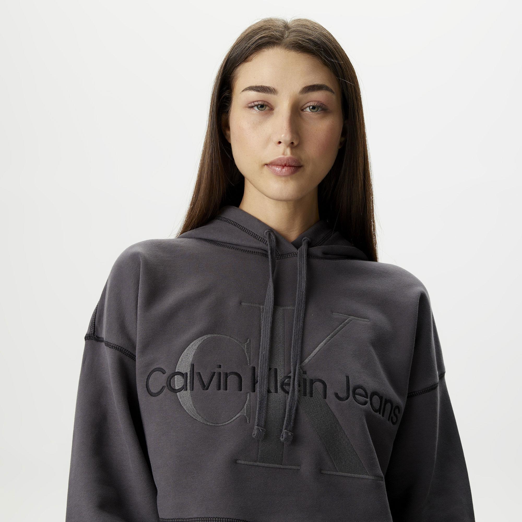 Calvin Klein Jeans Hero Monologo Kadın Gri Sweatshirt