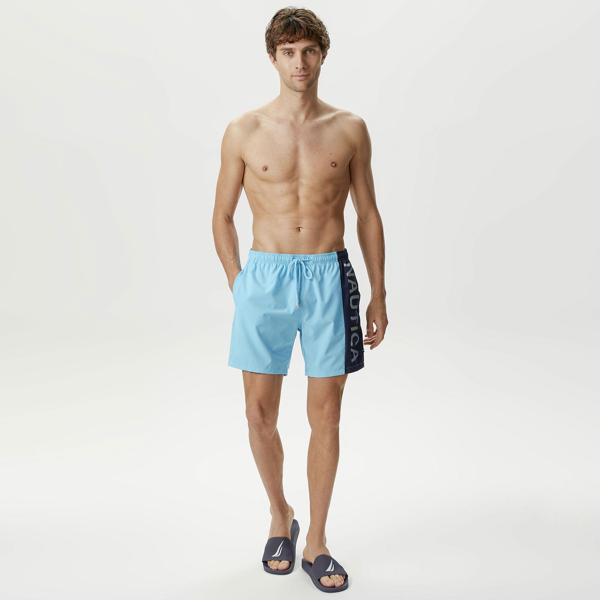 Nautica Erkek Mavi Baskılı Deniz Şortu