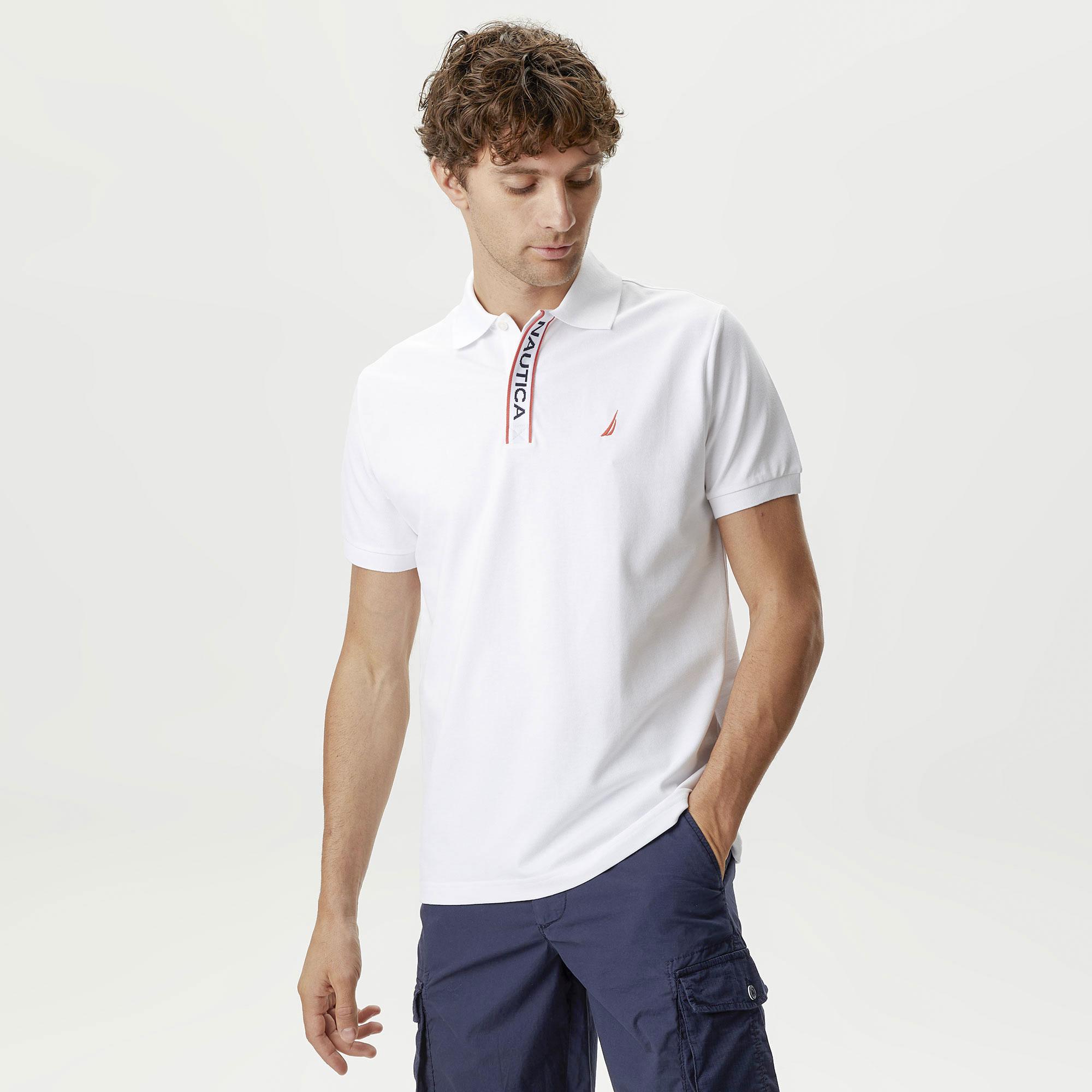 Nautica Erkek Beyaz Classic Fit Kısa Kollu Polo Yaka T-Shirt