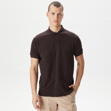 Nautica Erkek Kahverengi Classic Fit Polo Yaka T-Shirt