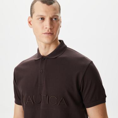  Nautica Erkek Kahverengi Classic Fit Polo Yaka T-Shirt