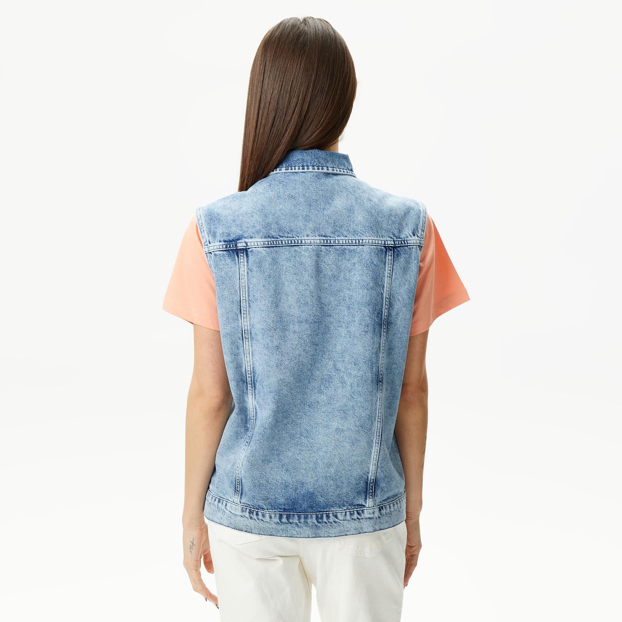 Nautica Kadın Mavi Oversize Denim Yelek