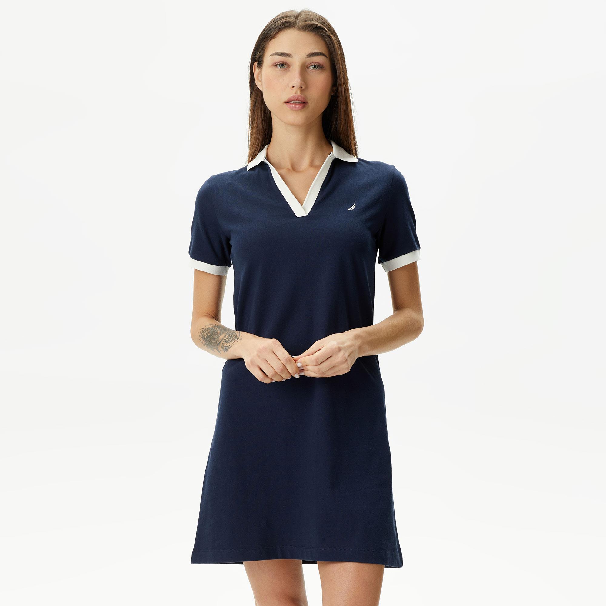 Nautica Kadın Lacivert Standart Fit Kısa Kollu Elbise