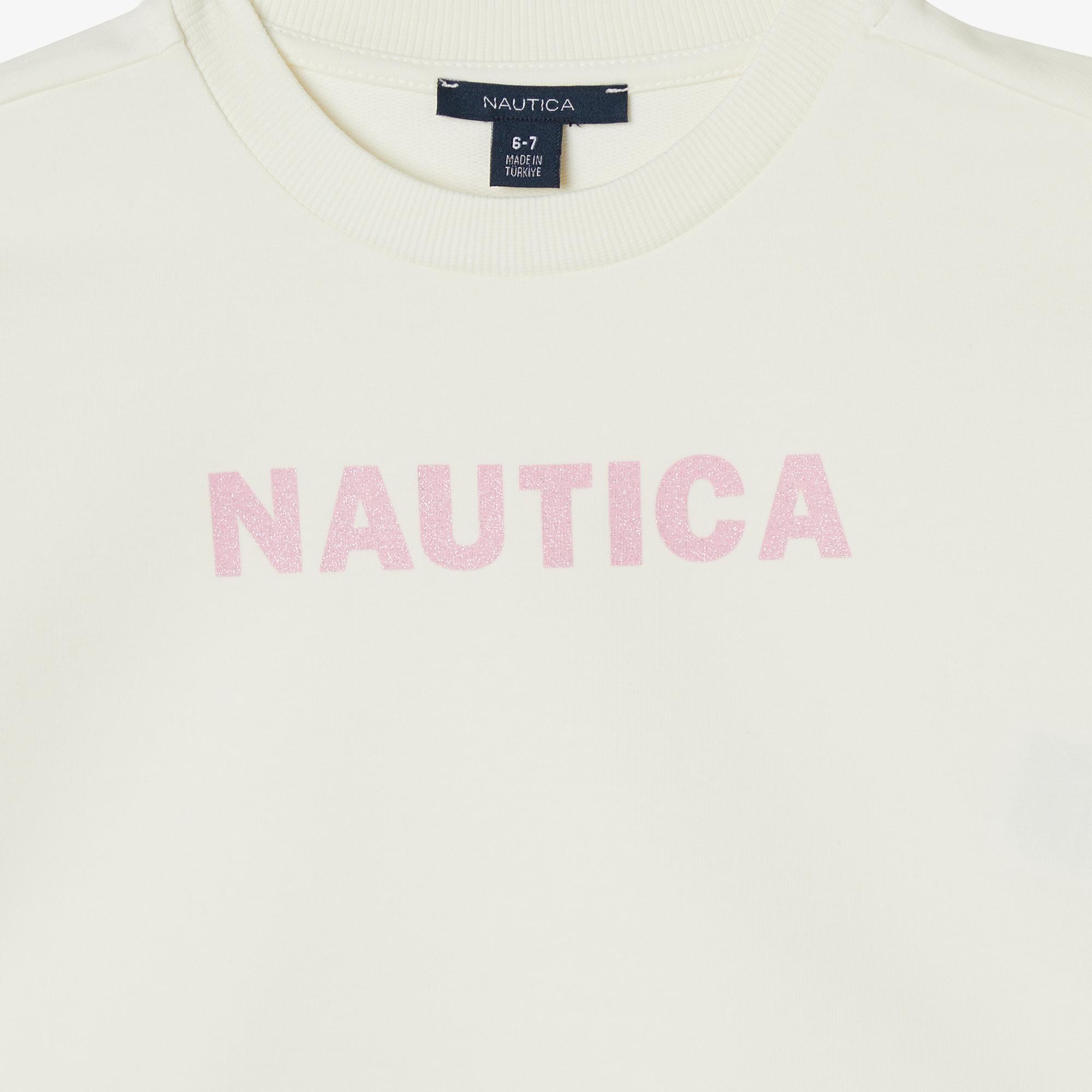 Nautica Kız Çocuk Beyaz Oversize Sweatshirt