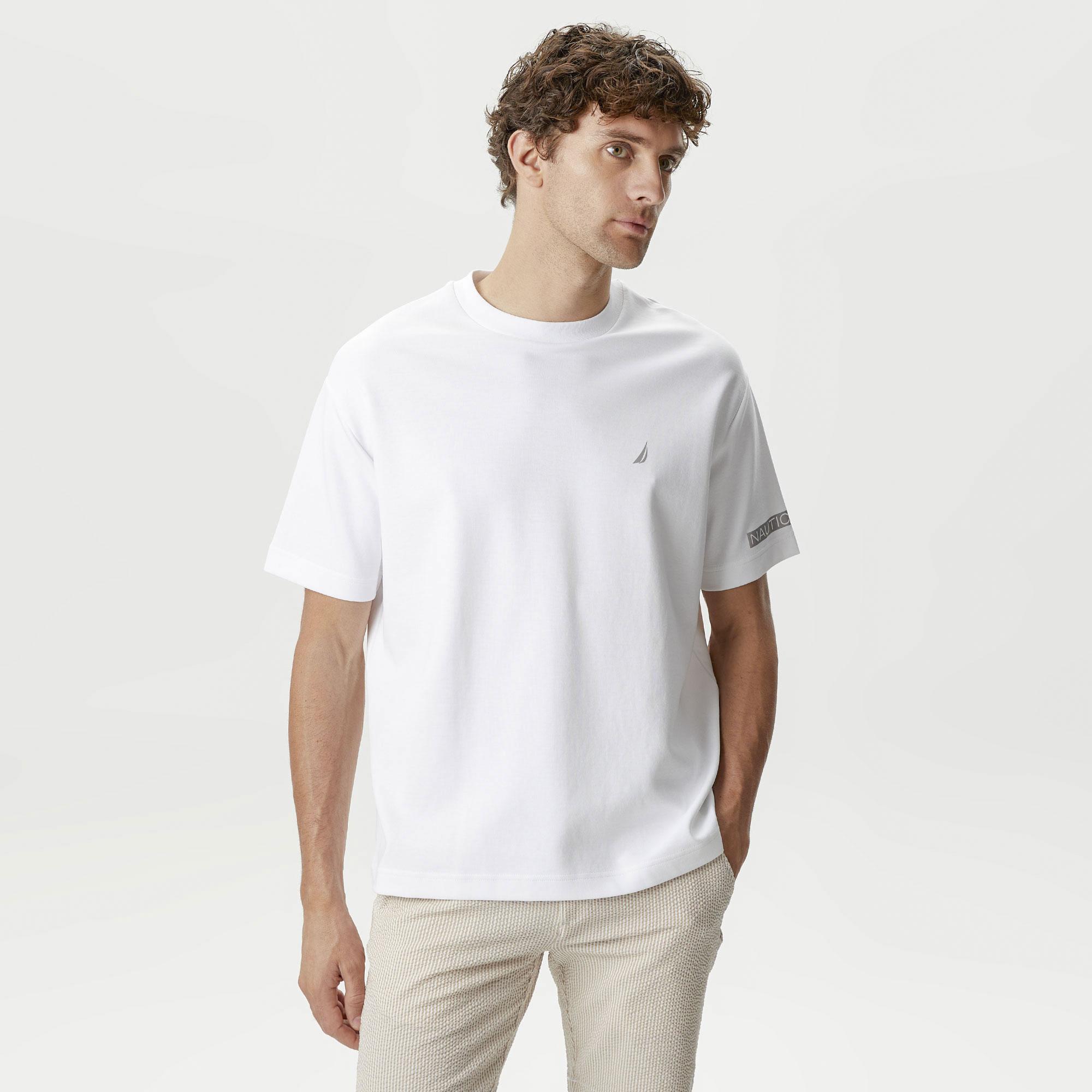 Nautica Erkek Beyaz Oversize T-Shirt