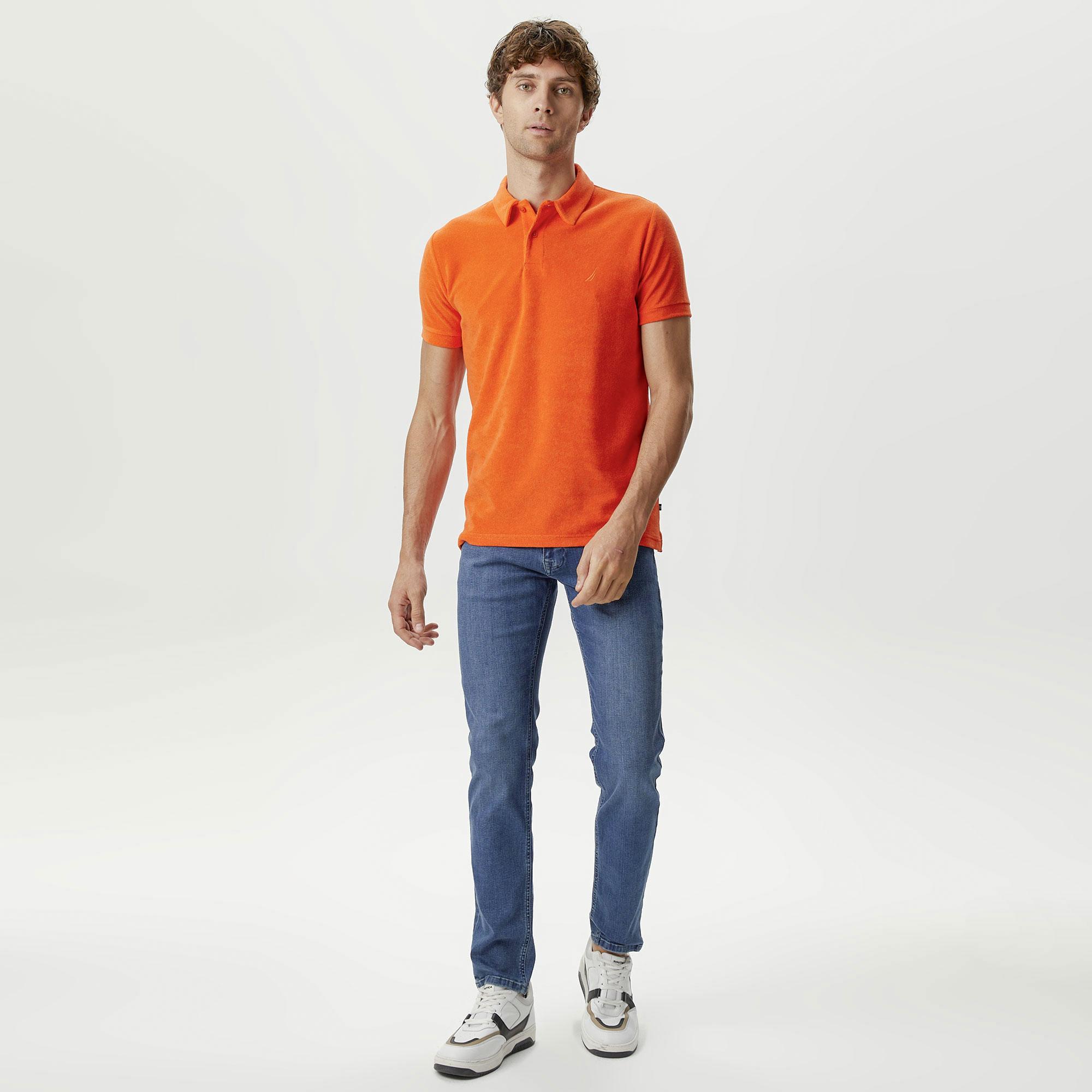 Nautica Erkek Turuncu Classic Fit Kısa Kollu Polo Yaka T-Shirt