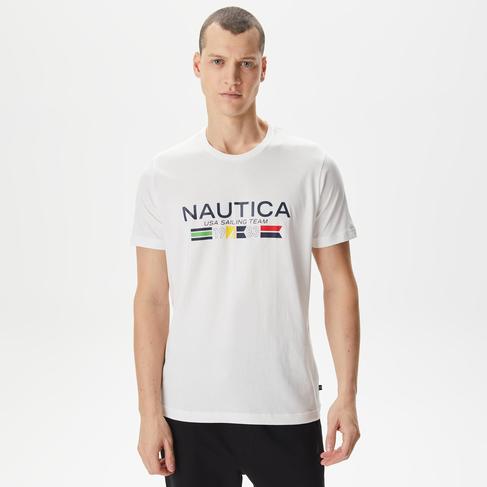  Nautica Erkek Beyaz Standart Fit T-Shirt