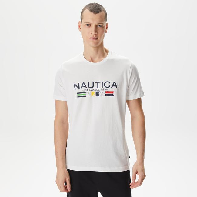  Nautica Erkek Beyaz Standart Fit T-Shirt