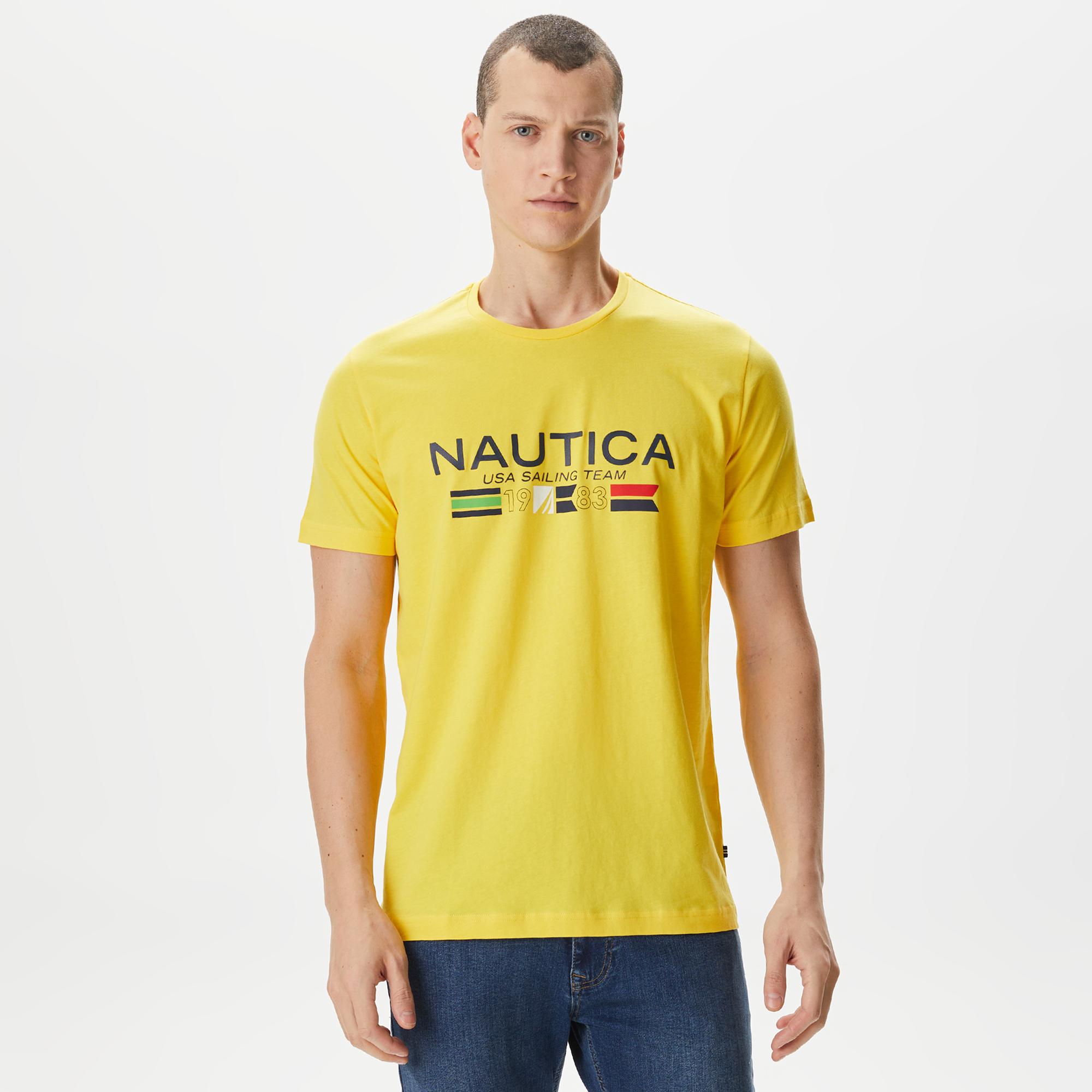 Nautica Erkek Sarı Standart Fit T-Shirt