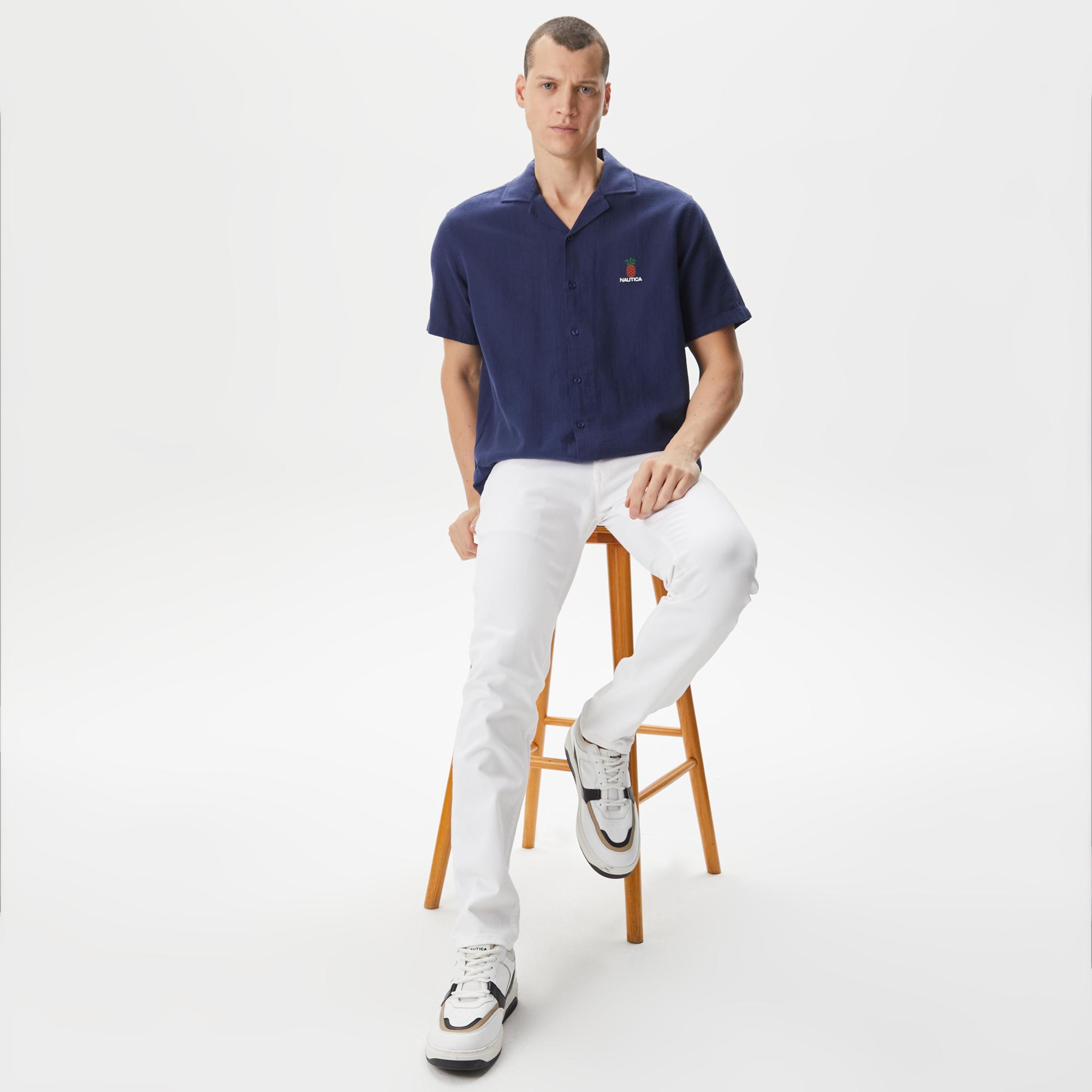 Nautica Erkek Lacivert Classic Fit Kısa Kollu Gömlek