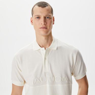  Nautica Erkek Ekru Classic Fit Polo Yaka T-Shirt