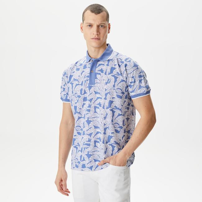  Nautica Erkek Mavi Classic Fit Kısa Kollu Baskılı Polo