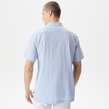  Nautica Erkek Mavi Classic Fit Kısa Kollu Çizgili Gömlek
