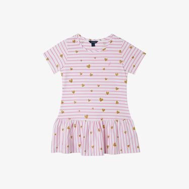  Nautica Kız Çocuk Pembe Kısa Kollu Baskılı Elbise