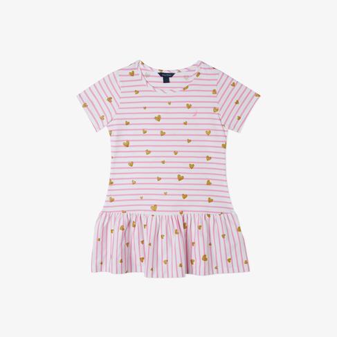  Nautica Kız Çocuk Pembe Kısa Kollu Baskılı Elbise