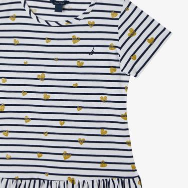  Nautica Kız Çocuk Lacivert Kısa Kollu Baskılı Elbise