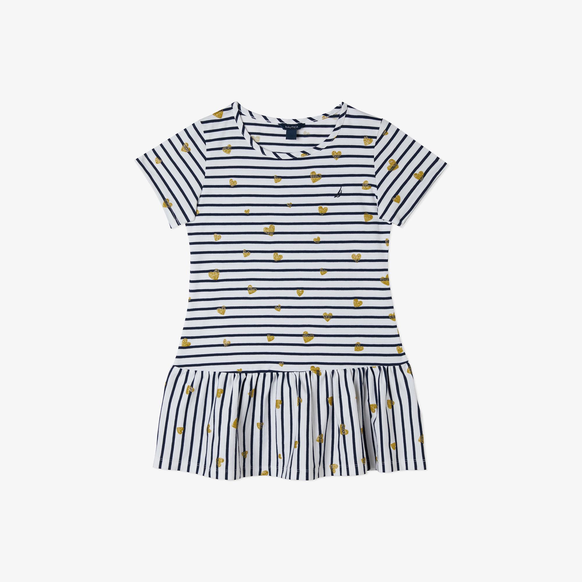 Nautica Kız Çocuk Lacivert Kısa Kollu Baskılı Elbise