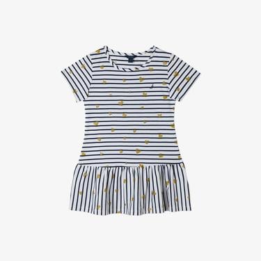  Nautica Kız Çocuk Lacivert Kısa Kollu Baskılı Elbise