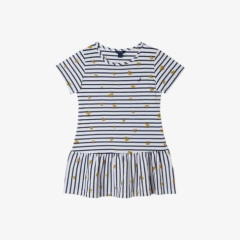  Nautica Kız Çocuk Lacivert Kısa Kollu Baskılı Elbise