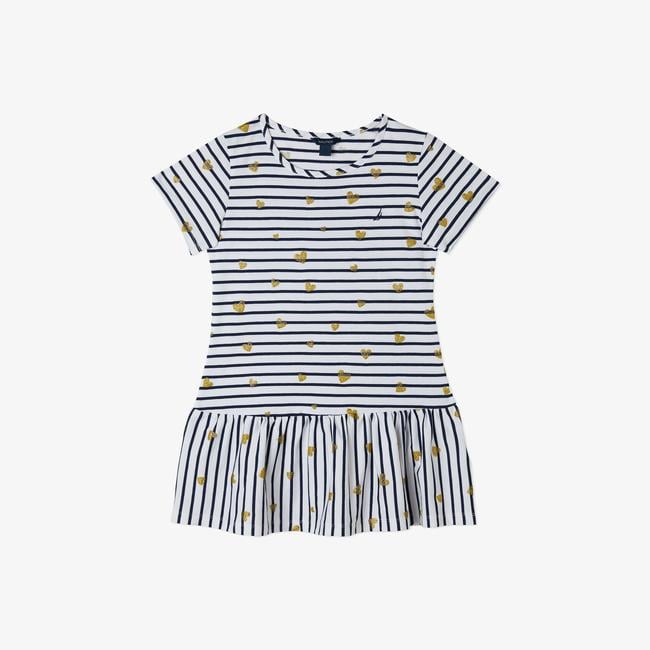  Nautica Kız Çocuk Lacivert Kısa Kollu Baskılı Elbise