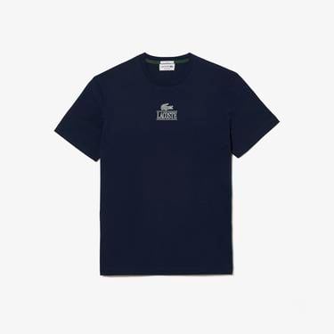  Lacoste Unisex Regular Fit Bisiklet Yaka Baskılı Lacivert T-Shirt