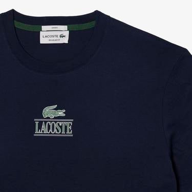  Lacoste Unisex Regular Fit Bisiklet Yaka Baskılı Lacivert T-Shirt
