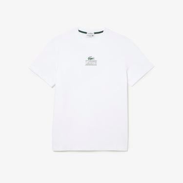  Unisex Regular Fit Bisiklet Yaka Baskılı Beyaz T-Shirt