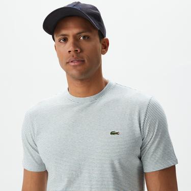  Erkek Regular Fit Bisiklet Yaka Çizgili Yeşil T-Shirt