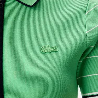  Kadın Flare Fit Polo Yaka Yeşil Elbise