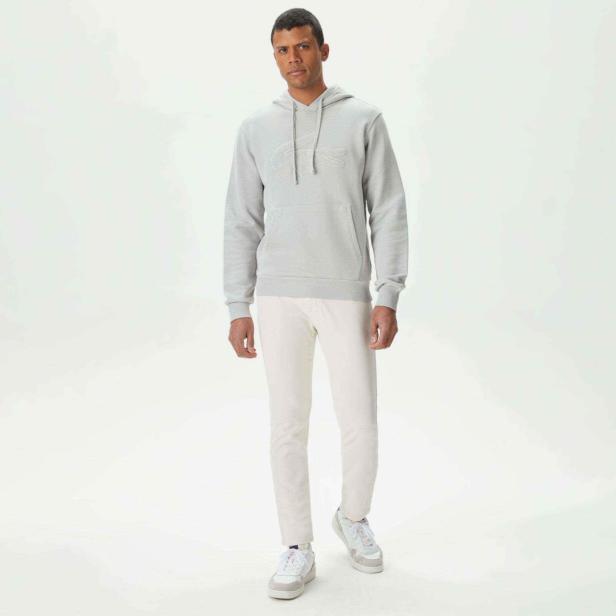 Erkek Relaxed Fit Kapüşonlu Gri Sweatshirt