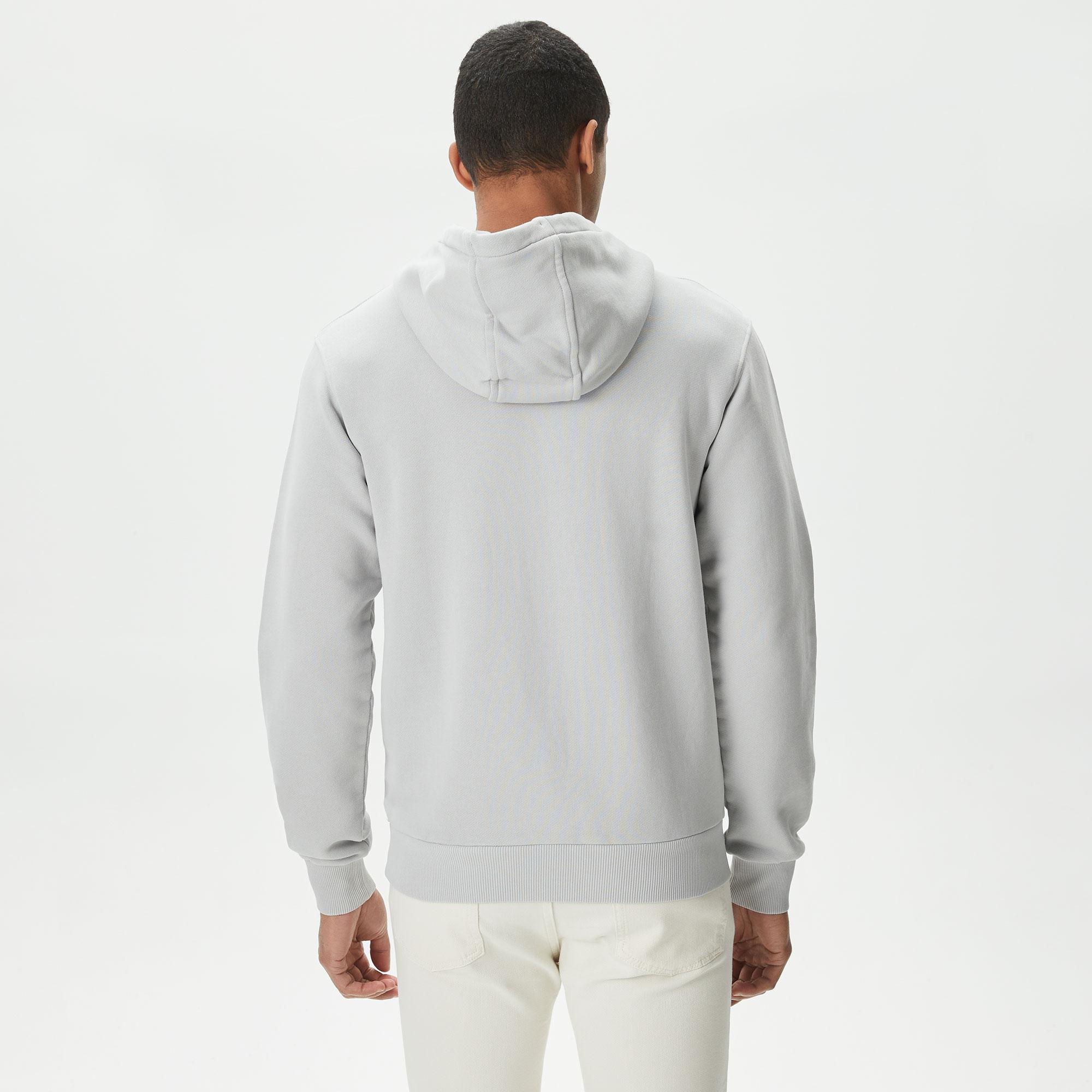 Erkek Relaxed Fit Kapüşonlu Gri Sweatshirt