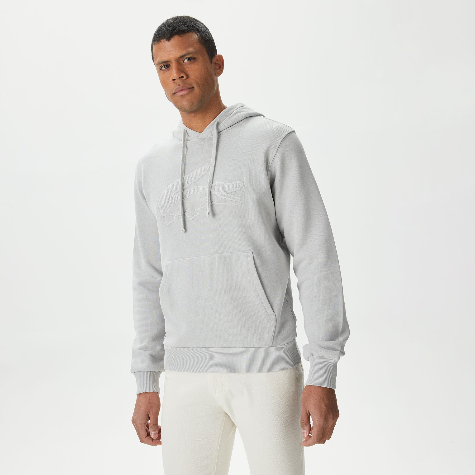 Erkek Relaxed Fit Kapüşonlu Gri Sweatshirt