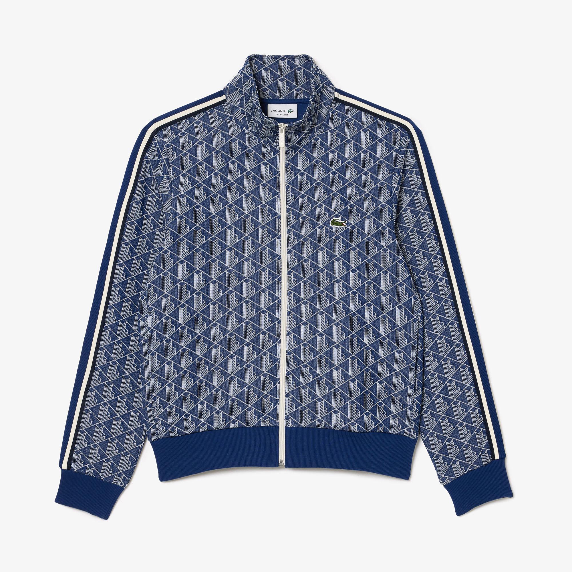 Lacoste Erkek Regular Fit Fermuarlı Monogram Lacivert Sweatshirt
