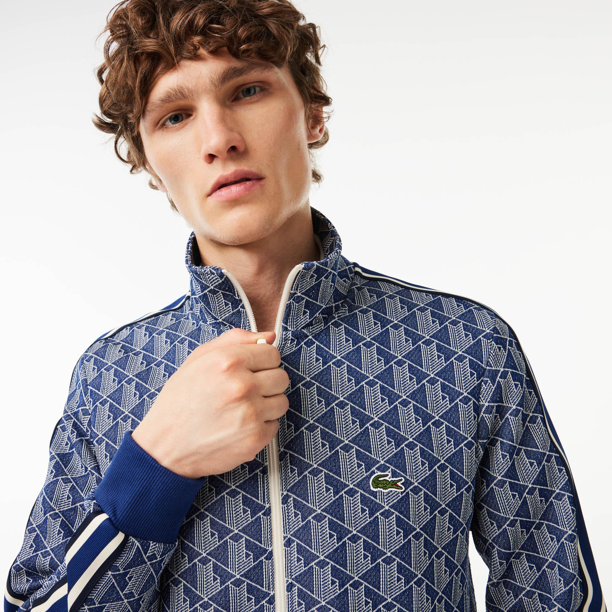 Lacoste Erkek Regular Fit Fermuarlı Monogram Lacivert Sweatshirt