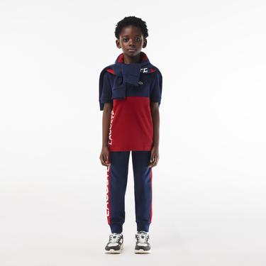  Çocuk Renk Bloklu Bordo Polo