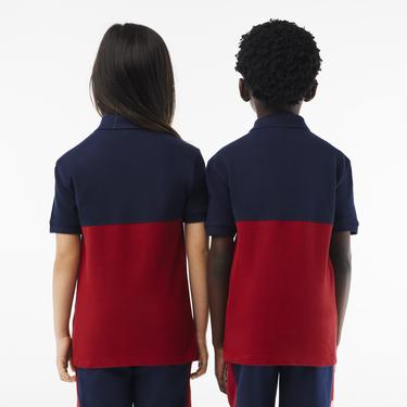  Çocuk Renk Bloklu Bordo Polo