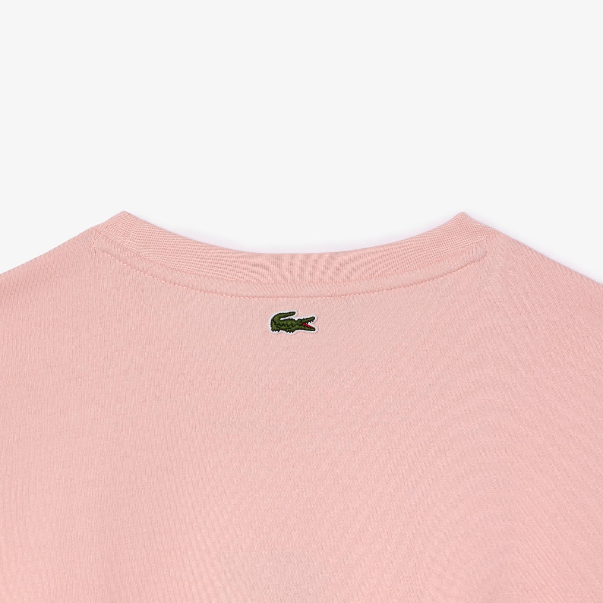 Lacoste Kadın Relaxed Fit Bisiklet Yaka Baskılı Pembe T-Shirt