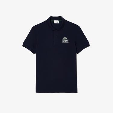  Lacoste Unisex Regular Fit Baskılı Lacivert Polo